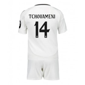 Fotbalové Dres Real Madrid Aurelien Tchouameni #14 Dětské Domácí 2024-25 Krátký Rukáv (+ trenýrky)